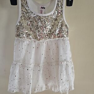 Justice White Tank Top with Gold Sequin Bodice